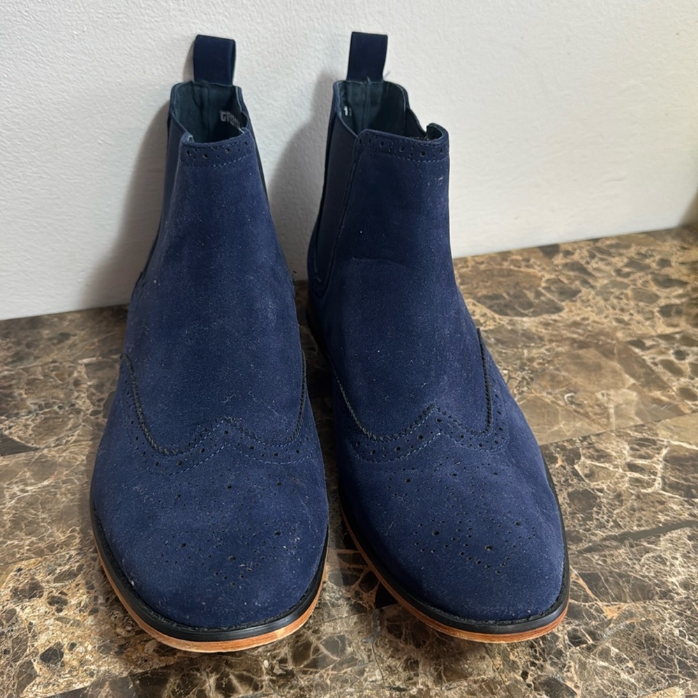 Gino Vitale Blue Wingtip Chelsea Boot size 11